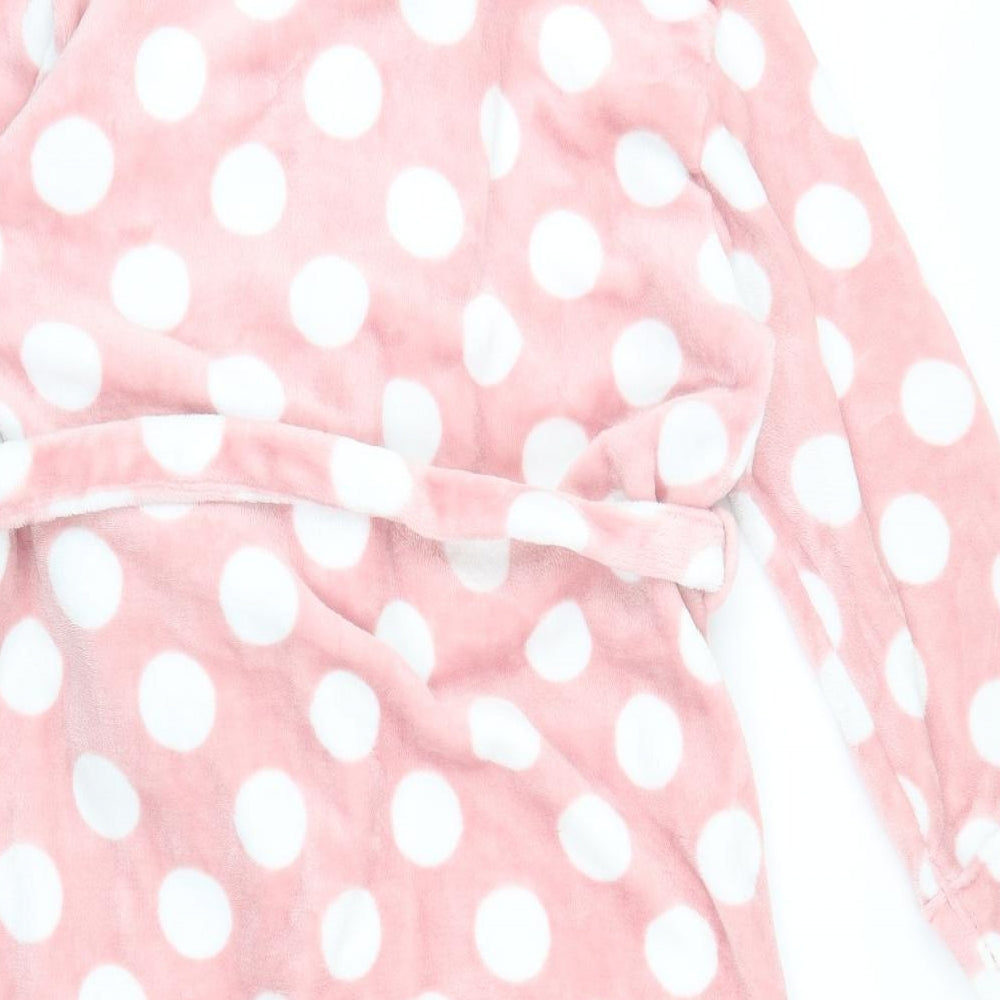 Avenue Womens Pink Polka Dot Fleece Top Robe Size S