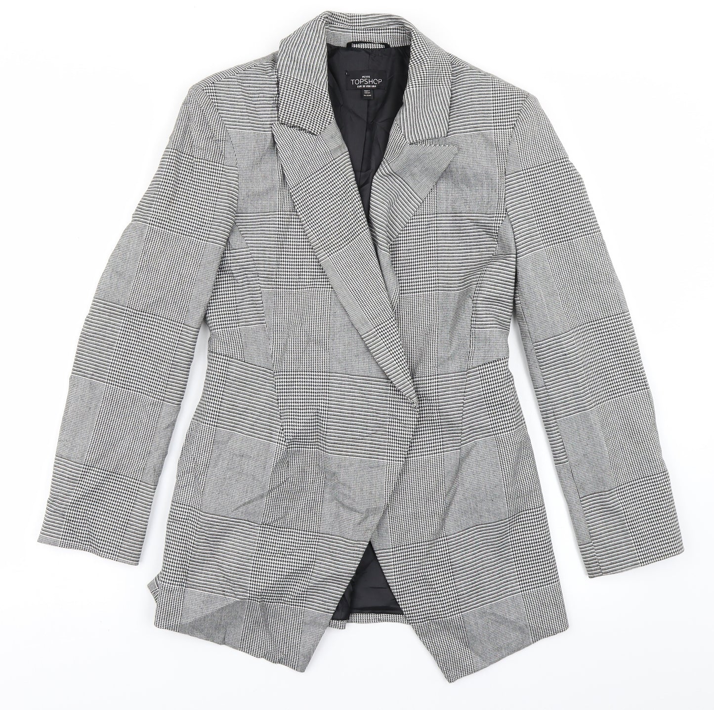 Topshop Womens Black Check  Jacket Blazer Size 4