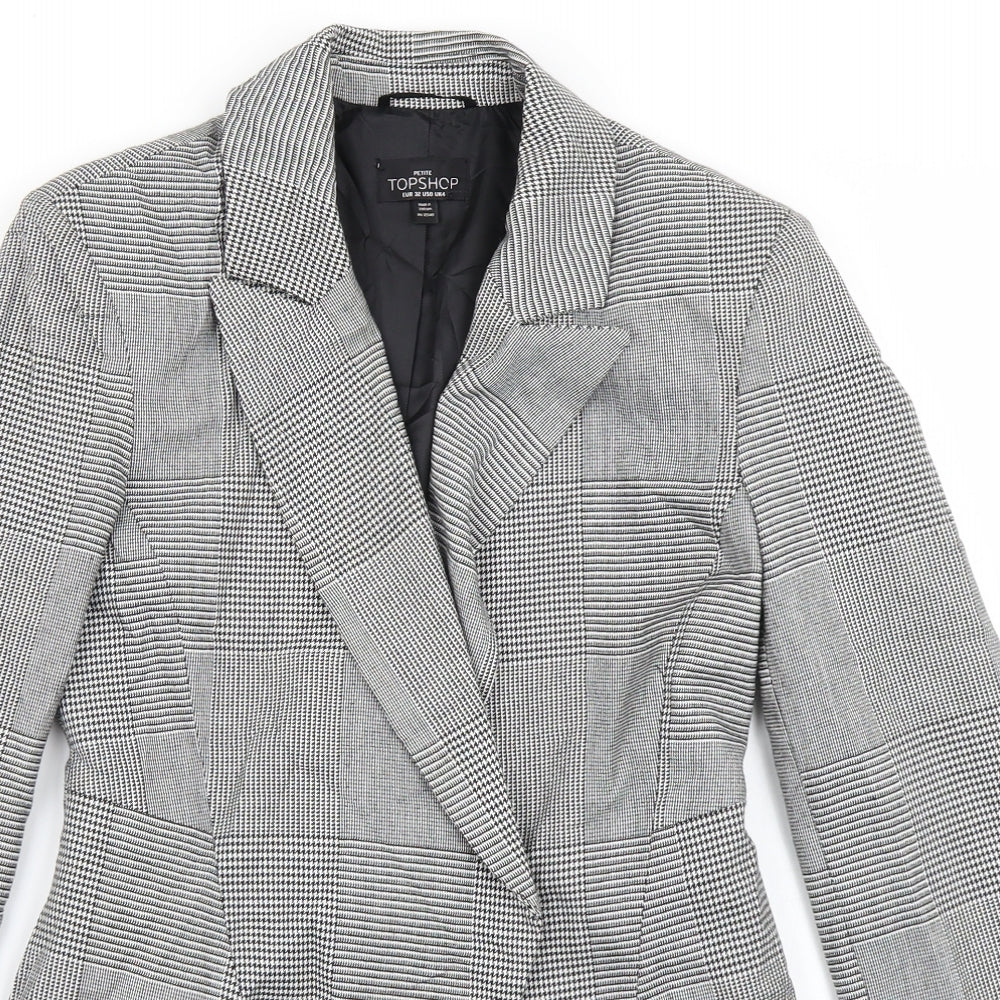 Topshop Womens Black Check  Jacket Blazer Size 4