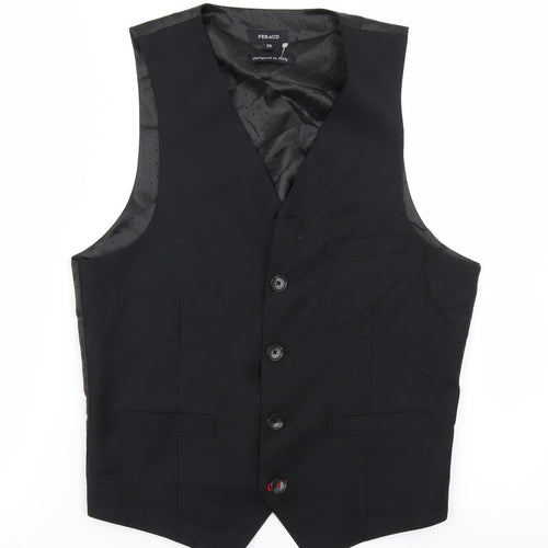 Feraud Mens Black   Jacket Suit Waistcoat Size S