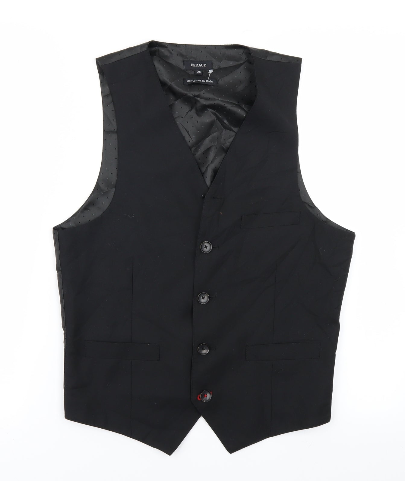 Feraud Mens Black   Jacket Suit Waistcoat Size S