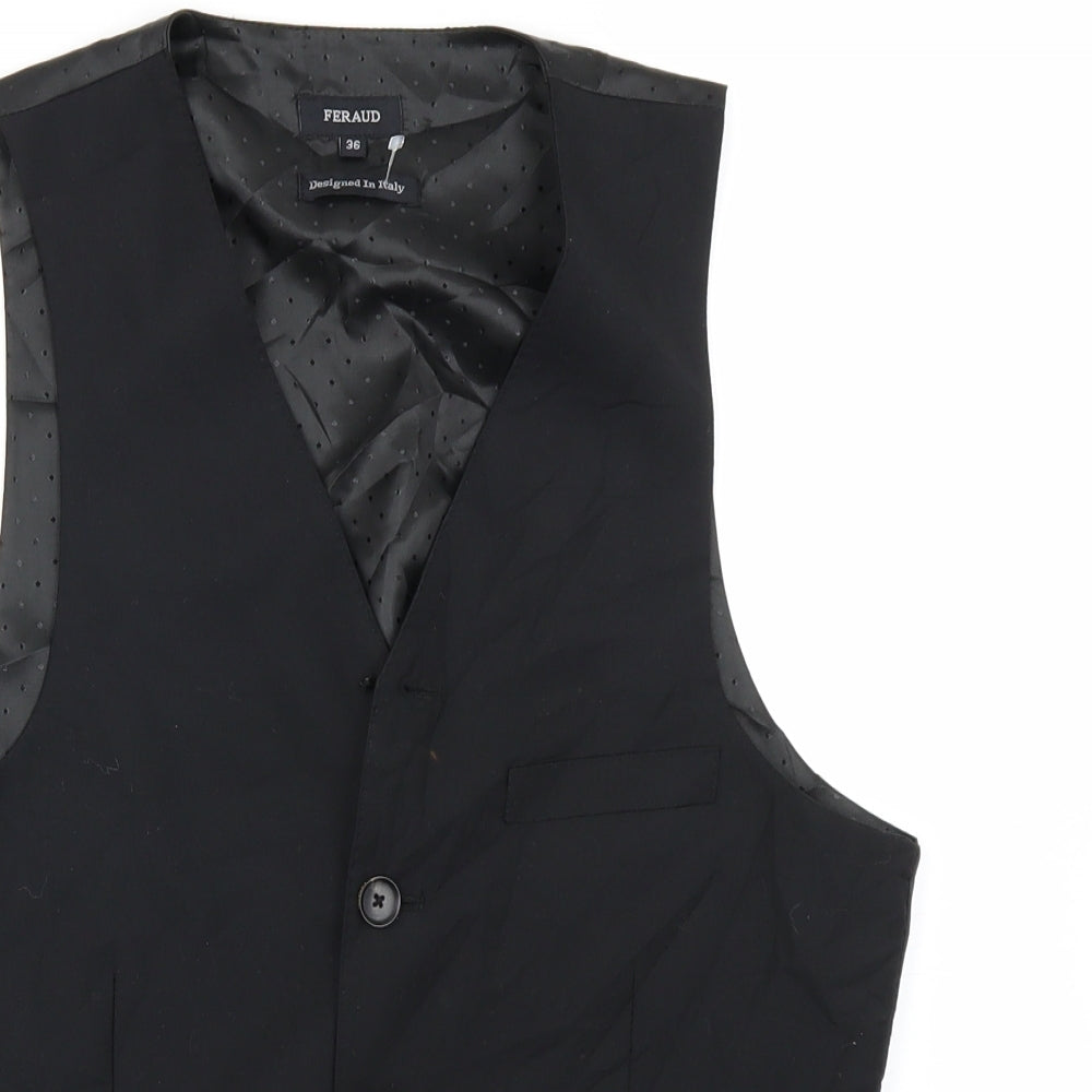 Feraud Mens Black   Jacket Suit Waistcoat Size S