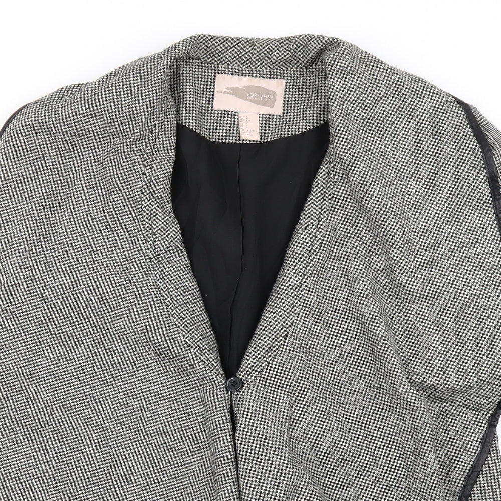 FOREVER 21 Womens Black Check  Jacket Blazer Size L