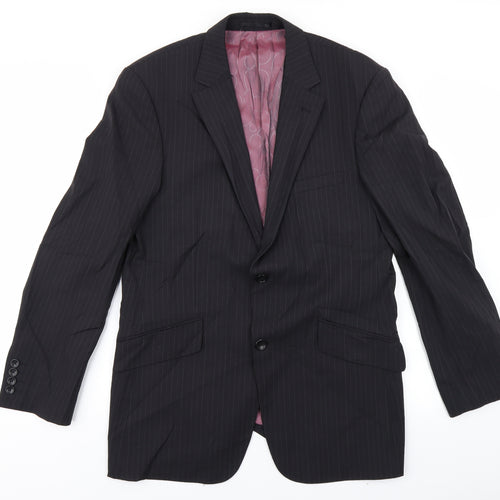 REMUS Mens Black Striped  Jacket Blazer Size 38