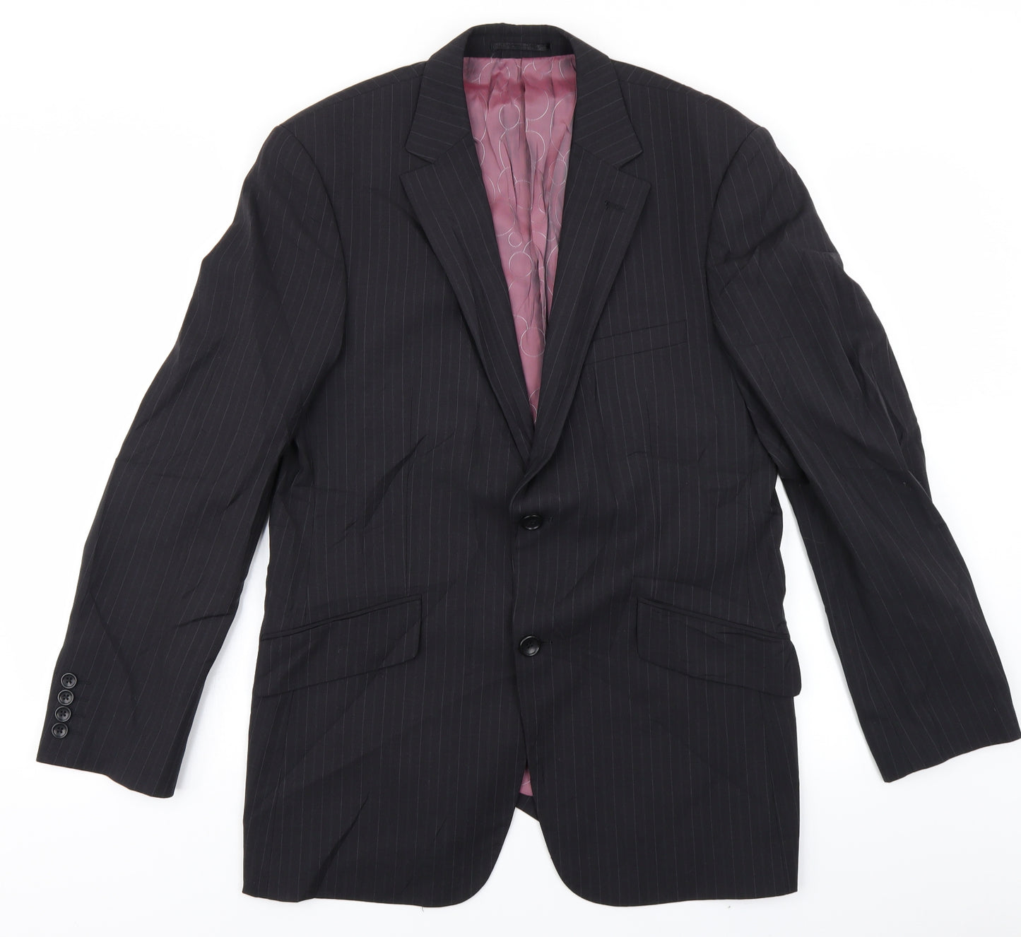 REMUS Mens Black Striped  Jacket Blazer Size 38