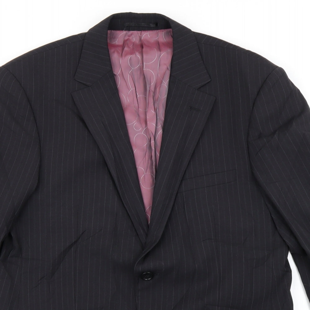 REMUS Mens Black Striped  Jacket Blazer Size 38