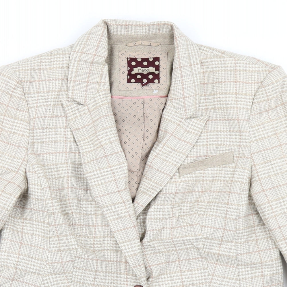 NEXT Womens Beige Check  Jacket Blazer Size 14