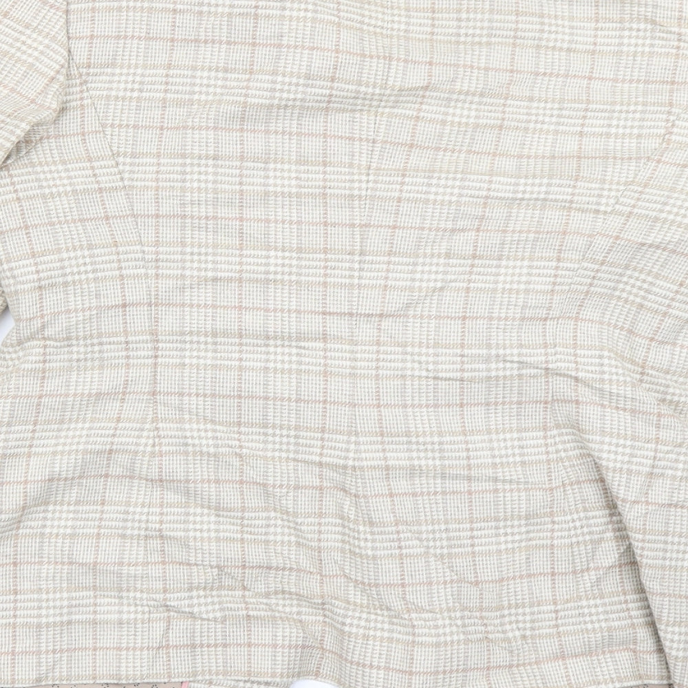 NEXT Womens Beige Check  Jacket Blazer Size 14