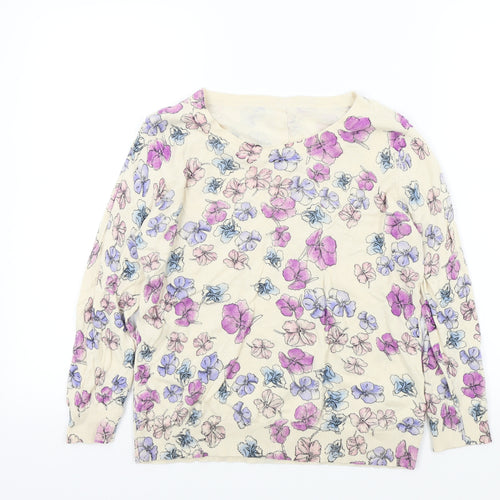 wearhouse Womens Multicoloured Floral  Pullover Jumper Size 14  - button back