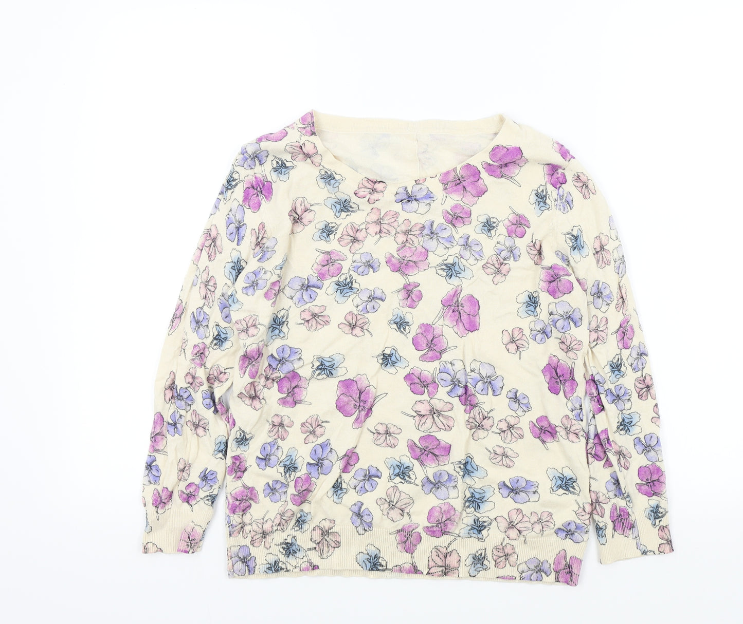 wearhouse Womens Multicoloured Floral  Pullover Jumper Size 14  - button back