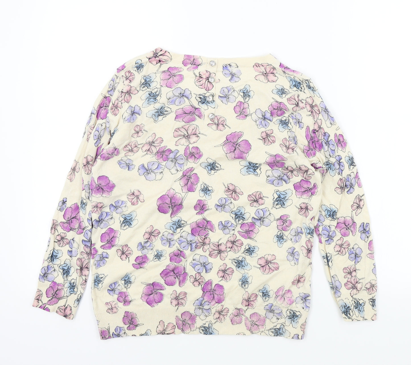 wearhouse Womens Multicoloured Floral  Pullover Jumper Size 14  - button back