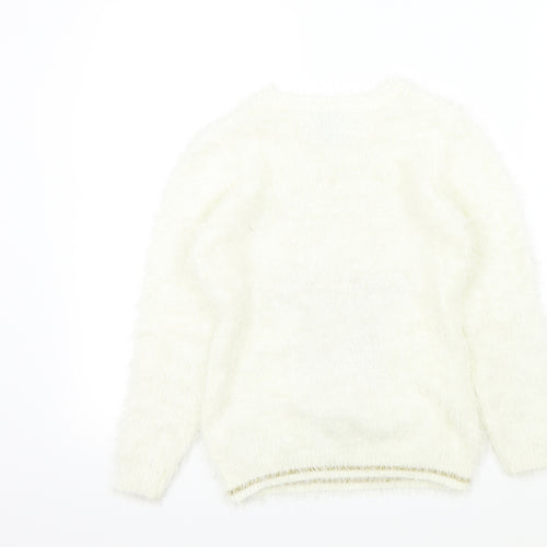 George Girls Beige Colourblock  Pullover Jumper Size 10-11 Years  - Christmas Jumper
