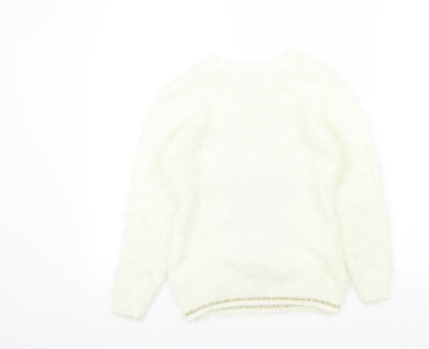 George Girls Beige Colourblock  Pullover Jumper Size 10-11 Years  - Christmas Jumper