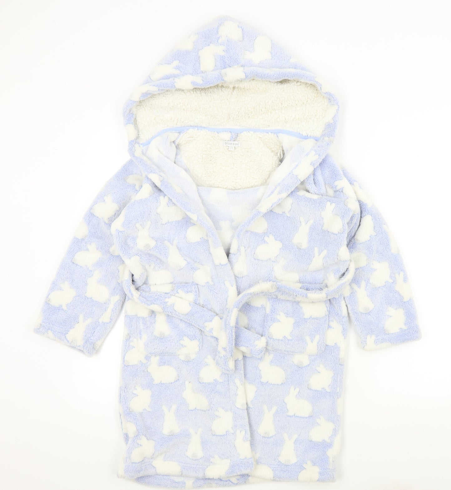 bluezoo Girls Blue Colourblock  Top Robe Size 8-9 Years  - Rabbits