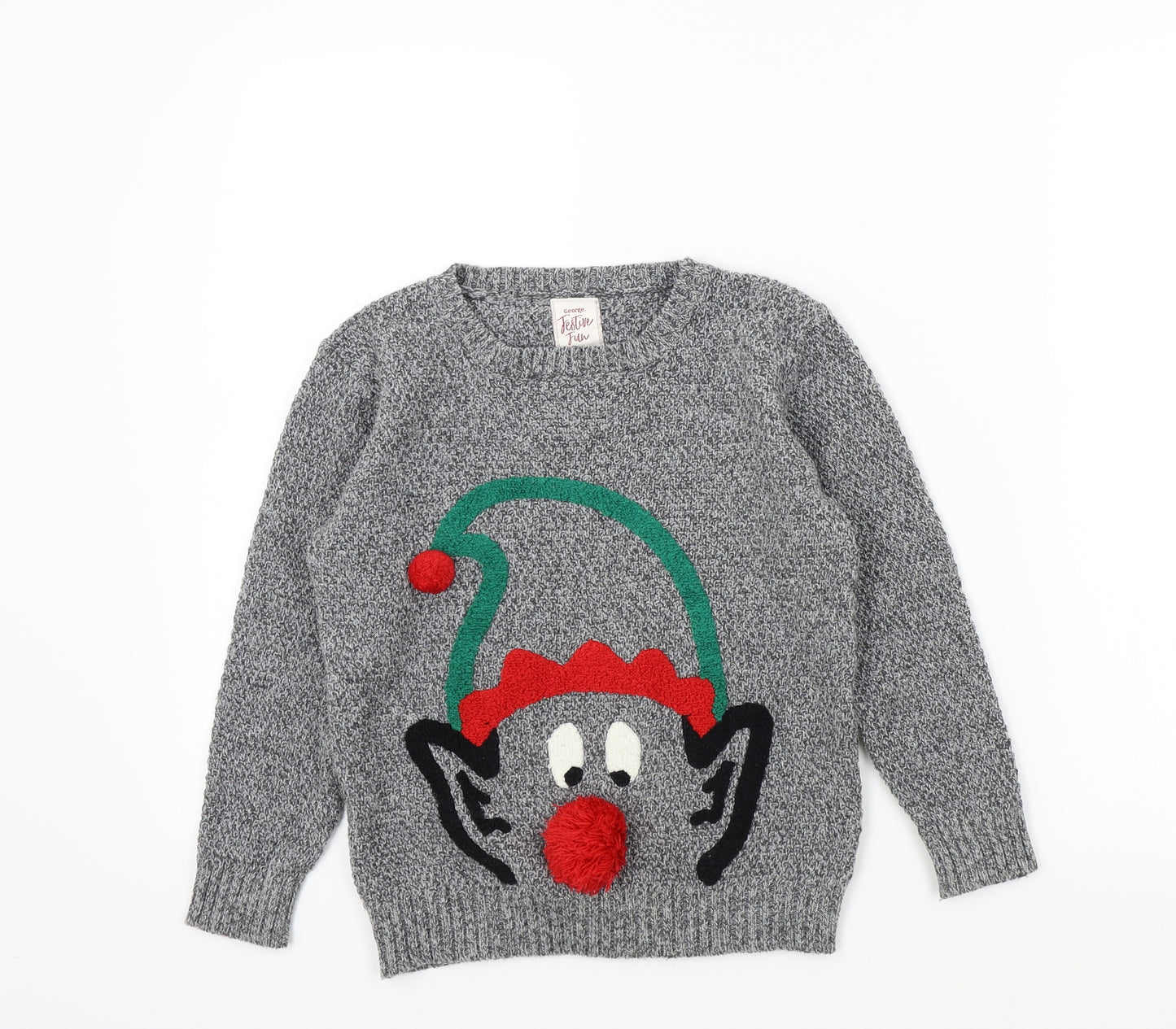 George Boys Grey Colourblock  Pullover Jumper Size 7-8 Years  - Christmas Jumper