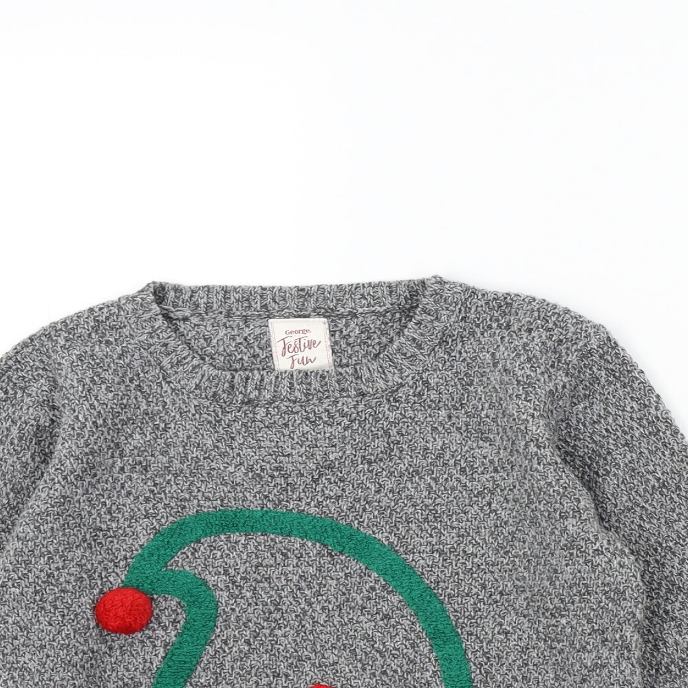 George Boys Grey Colourblock  Pullover Jumper Size 7-8 Years  - Christmas Jumper