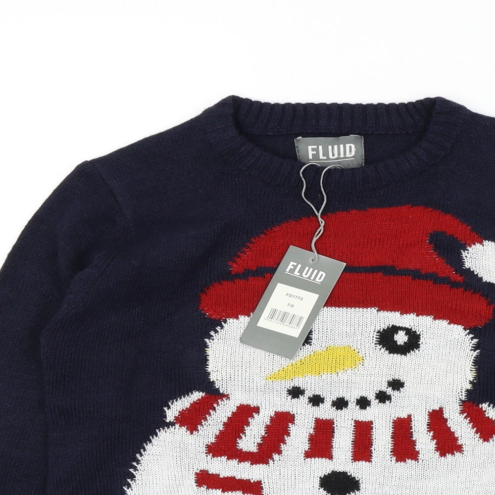 Fluid Boys Blue Colourblock  Pullover Jumper Size 7-8 Years  - Christmas Jumper