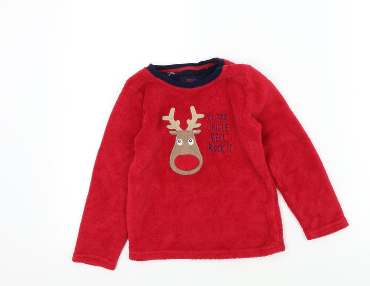 Rebel Boys Red Colourblock Pyjama Top Size 5-6 Years - Christmas Jumper