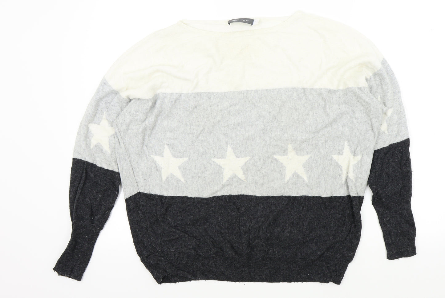 Mint Velvet Womens Grey Striped  Pullover Jumper Size M