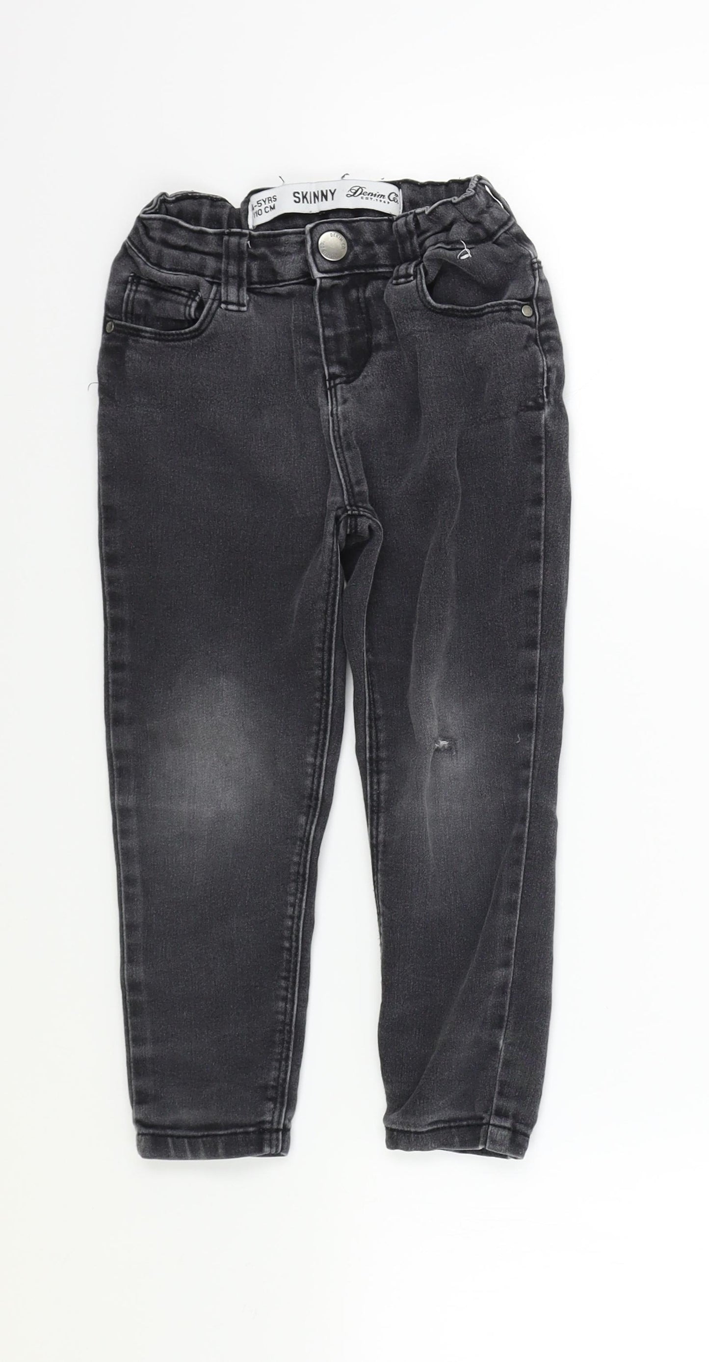 denim&co Boys Black Colourblock  Skinny Jeans Size 4-5 Years