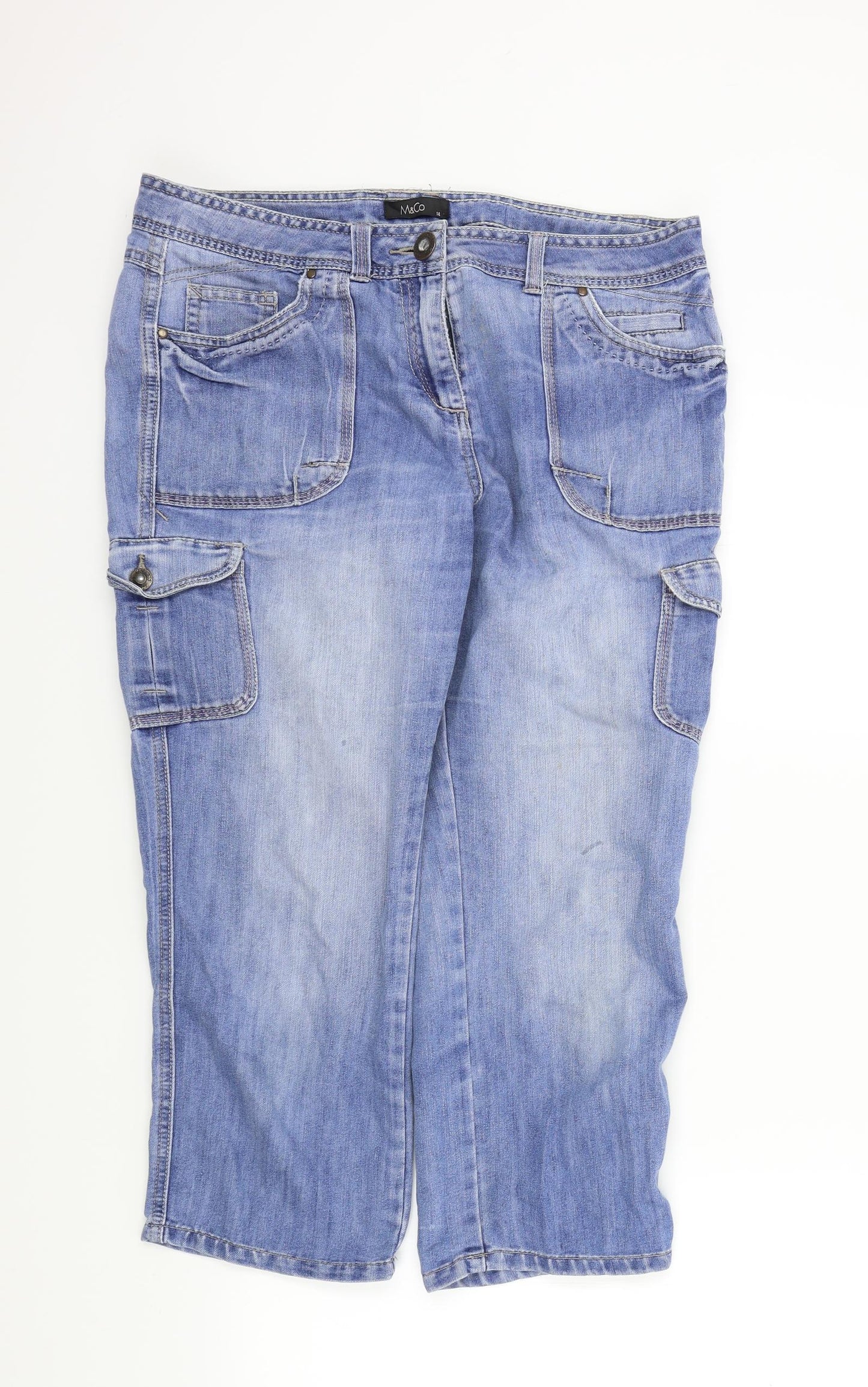 M&Co Womens Blue   Straight Jeans Size 14 L23 in