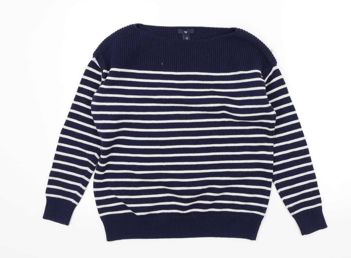 Gap Womens Blue Striped  Pullover Jumper Size M
