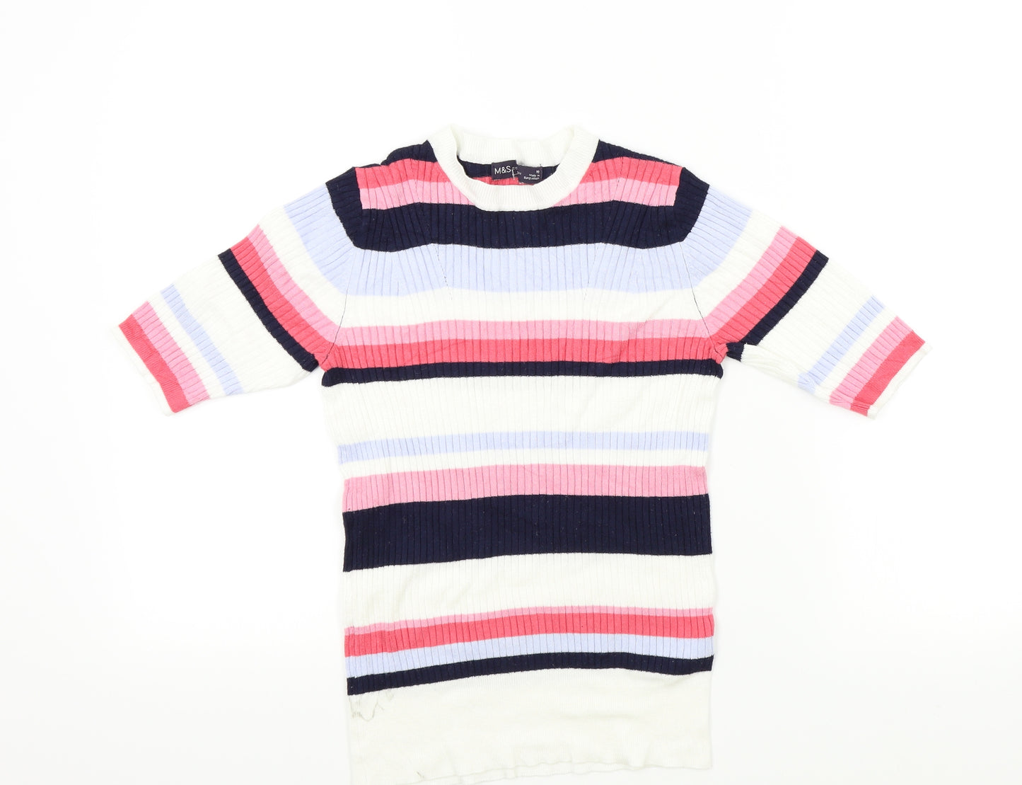 M&S Womens Multicoloured Striped  Pullover Jumper Size 10