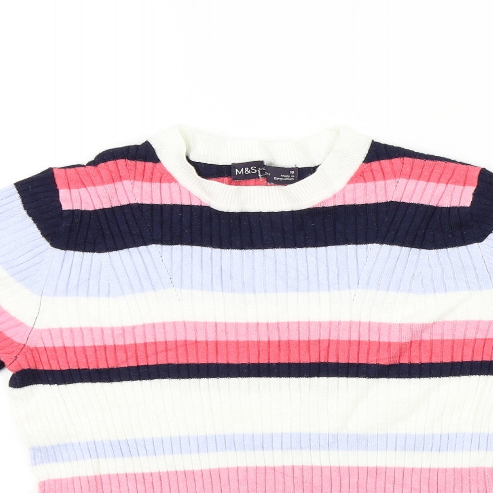 M&S Womens Multicoloured Striped  Pullover Jumper Size 10