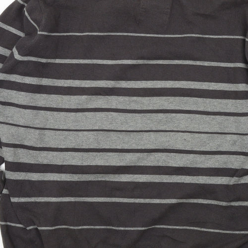 springfield up Mens Grey Striped  Pullover Jumper Size XL  - zip on neck
