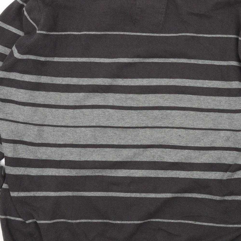 springfield up Mens Grey Striped  Pullover Jumper Size XL  - zip on neck
