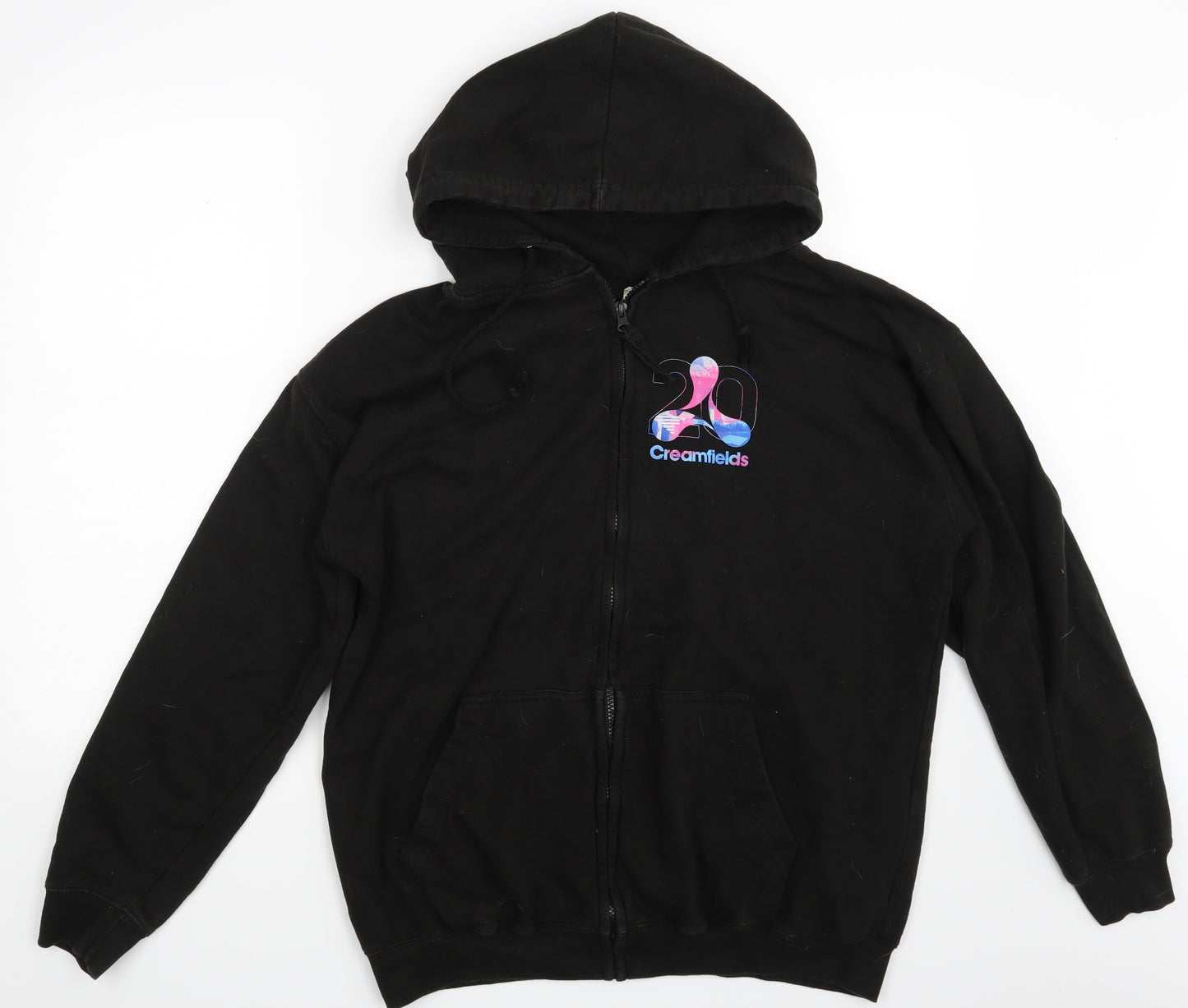 Preworn Mens Black   Full Zip Hoodie One Size  - CREAMFIELDS