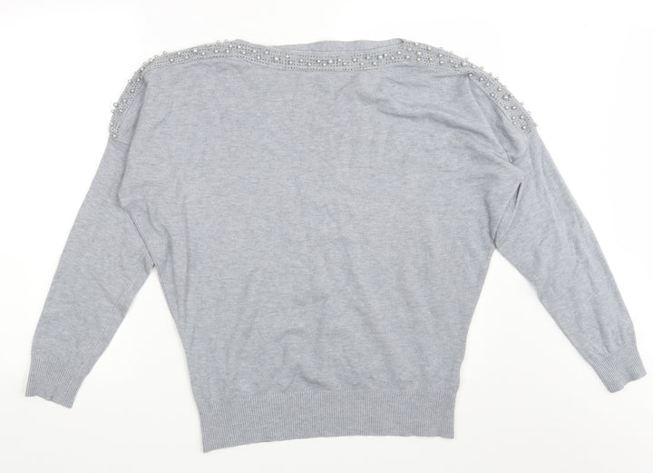 Quiz Womens Grey Pullover Sweatshirt Size L