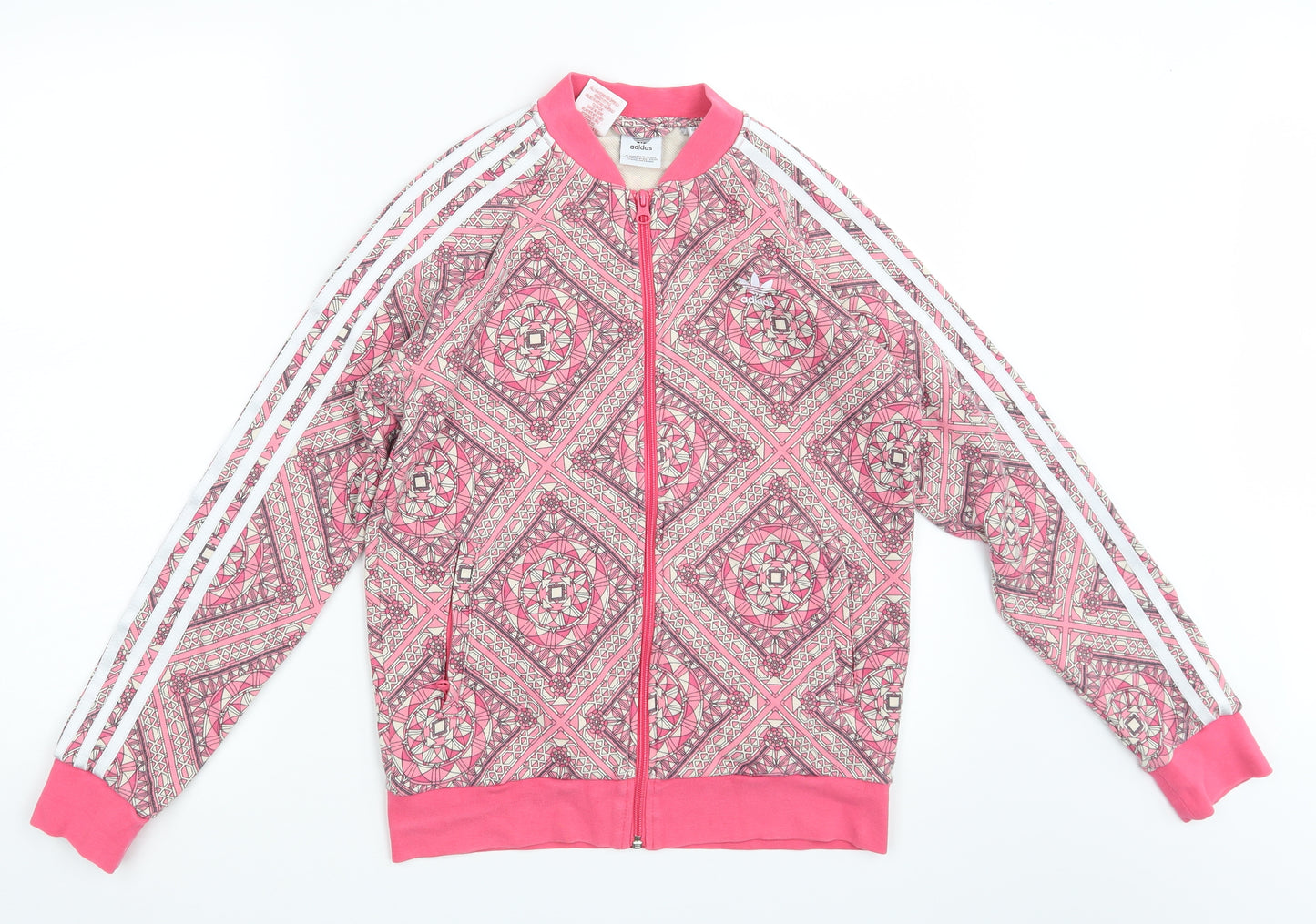 adidas Girls Pink Argyle/Diamond  Full Zip Jumper Size 12-13 Years