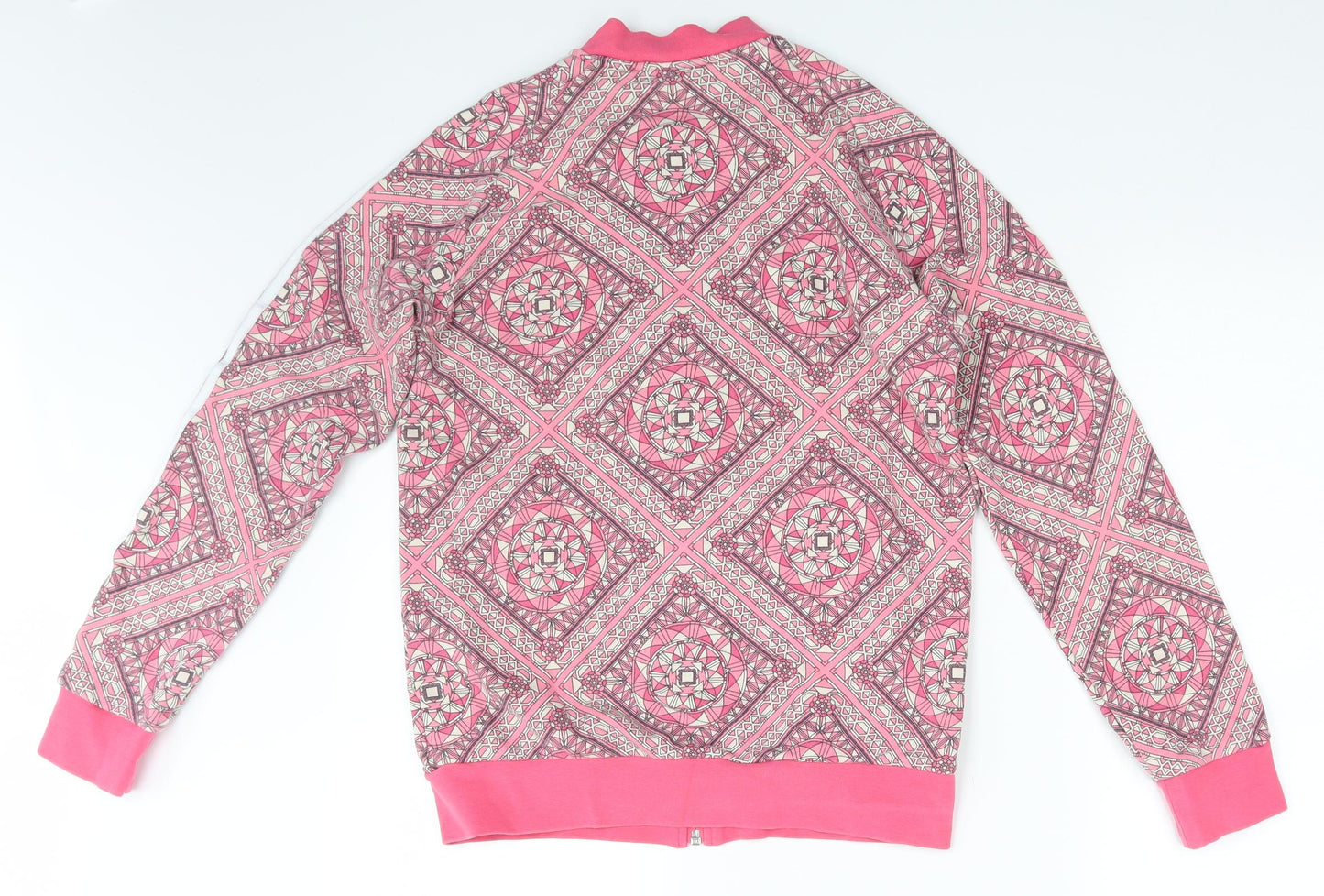 adidas Girls Pink Argyle/Diamond  Full Zip Jumper Size 12-13 Years