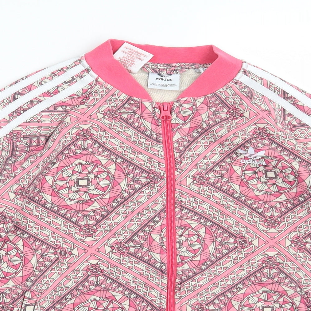 adidas Girls Pink Argyle/Diamond  Full Zip Jumper Size 12-13 Years