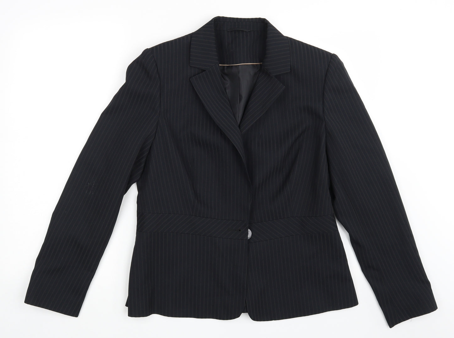 F&F Womens Black Striped  Jacket Blazer Size 14