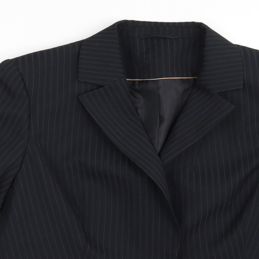 F&F Womens Black Striped  Jacket Blazer Size 14