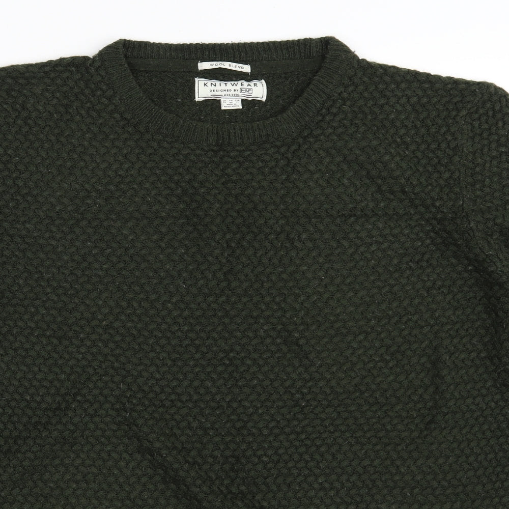 F&F Mens Green  Knit Pullover Jumper Size XL