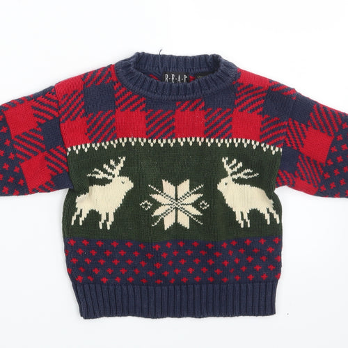 Real Clothes Boys Multicoloured Geometric  Pullover Jumper Size 0-3 Months
