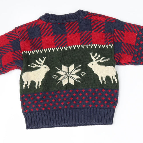 Real Clothes Boys Multicoloured Geometric  Pullover Jumper Size 0-3 Months