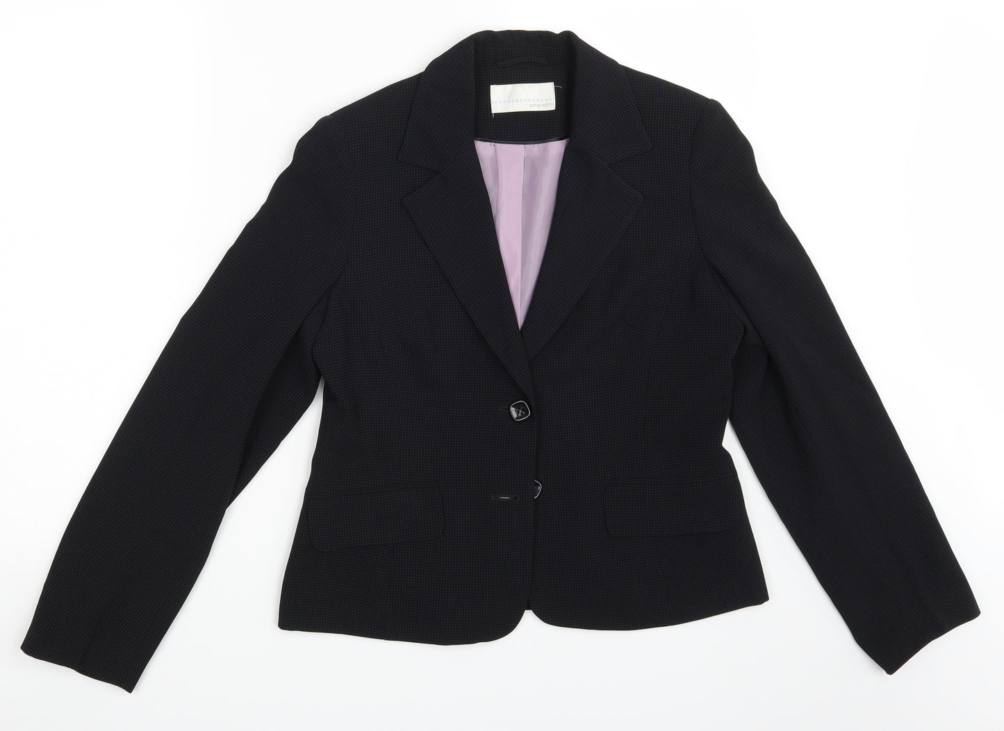 AMARANTO Womens Black Polka Dot  Jacket Blazer Size 12