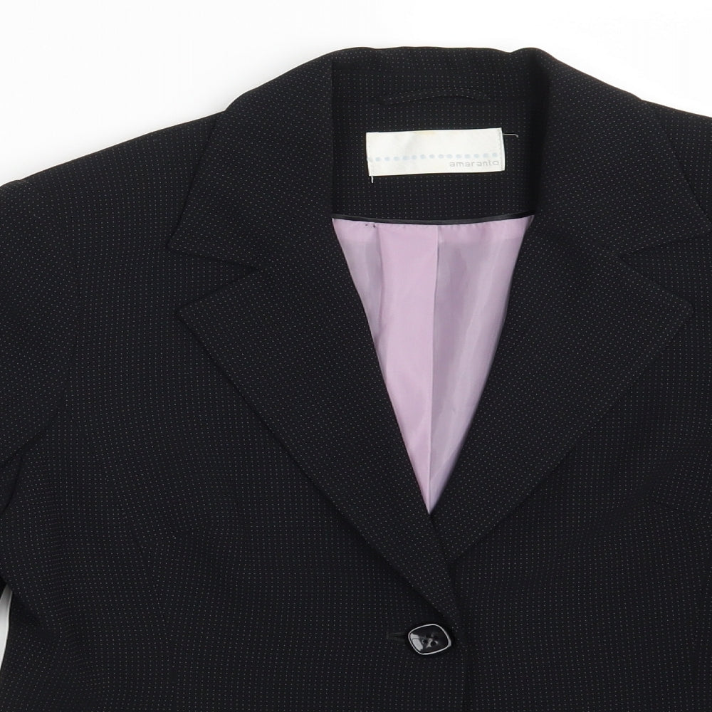 AMARANTO Womens Black Polka Dot  Jacket Blazer Size 12