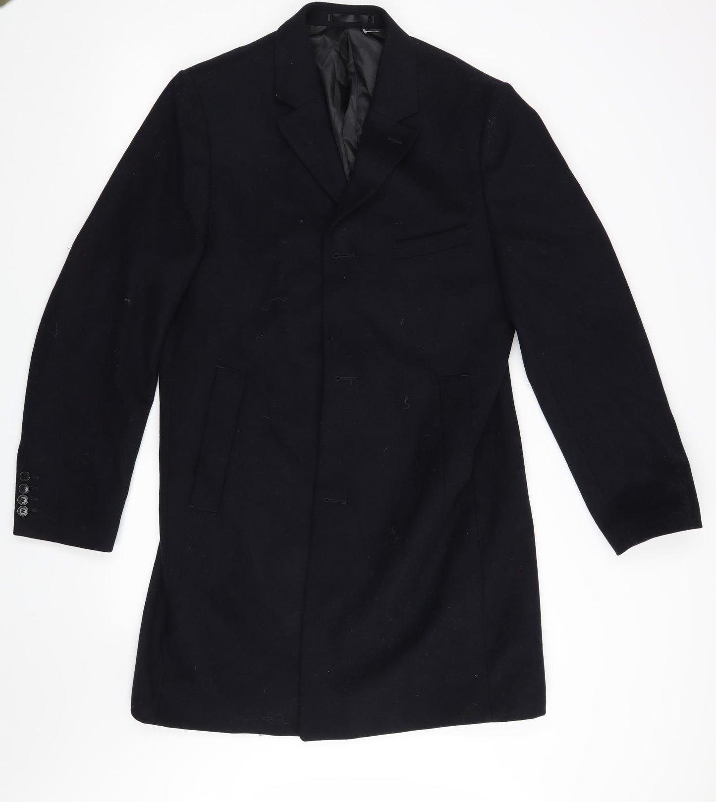 H&M Mens Black   Overcoat Coat Size 42