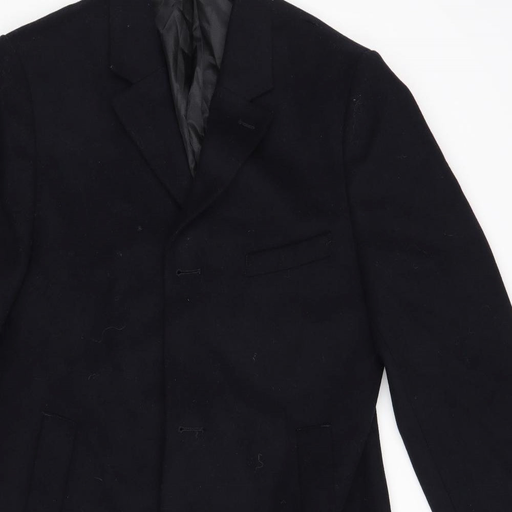 H&M Mens Black   Overcoat Coat Size 42
