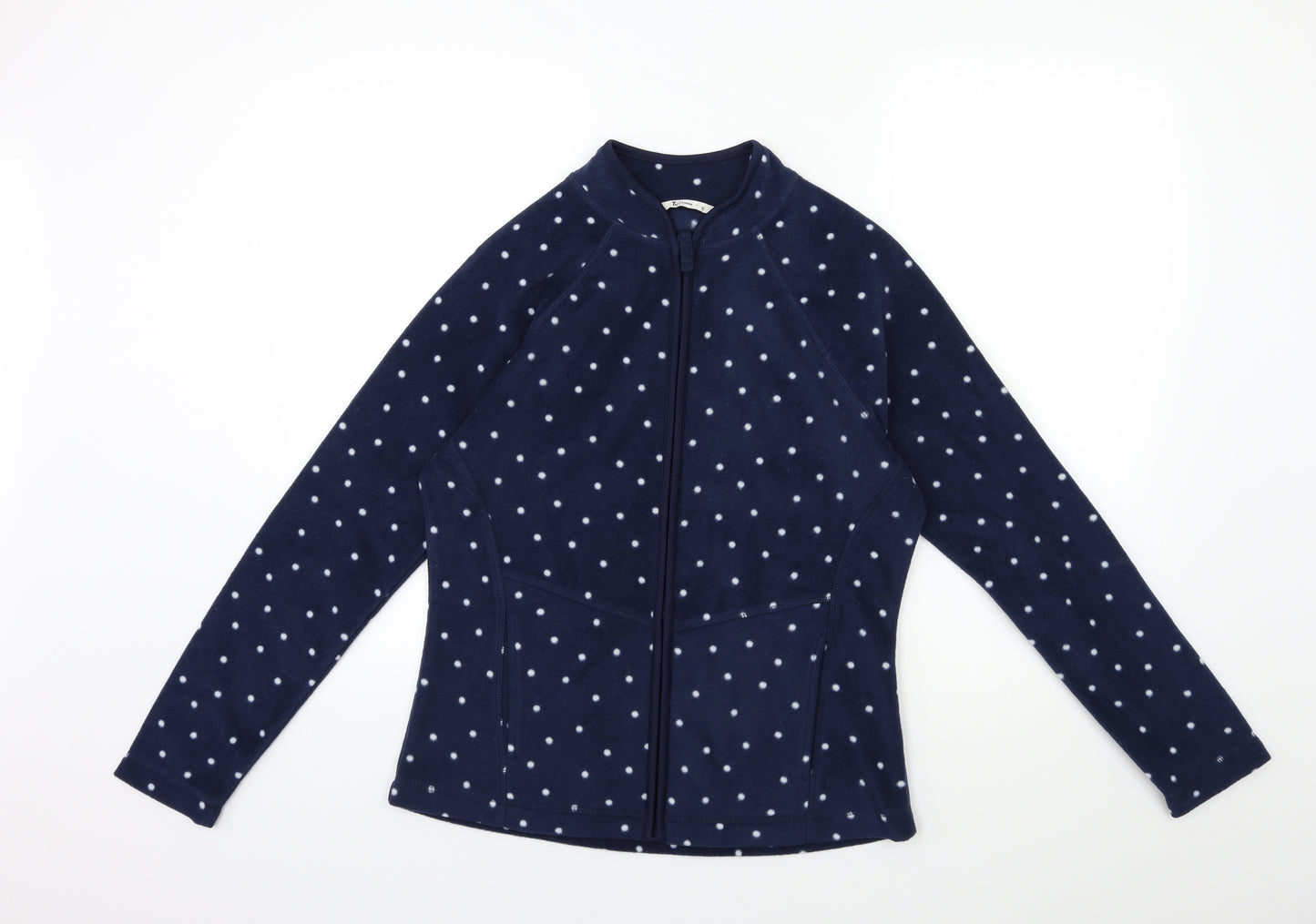 TU Womens Blue Polka Dot Fleece Jacket  Size 12