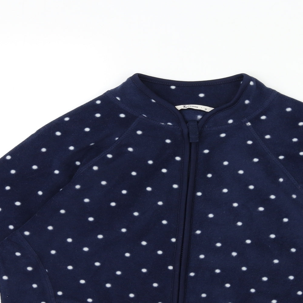 TU Womens Blue Polka Dot Fleece Jacket  Size 12