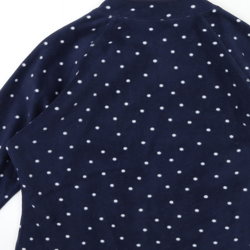 TU Womens Blue Polka Dot Fleece Jacket  Size 12