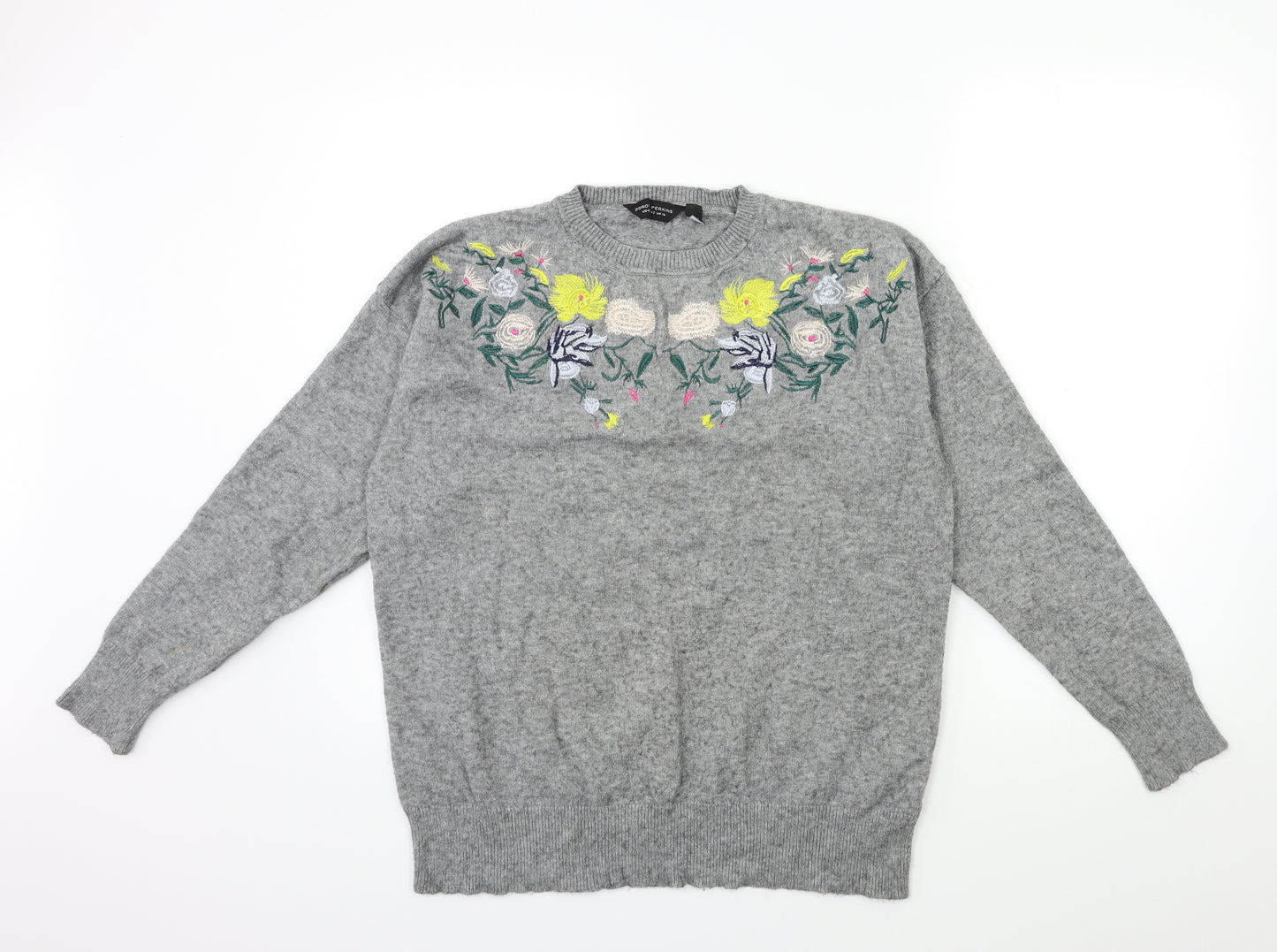 Dorothy Perkins Womens Grey Floral Knit Pullover Jumper Size 14