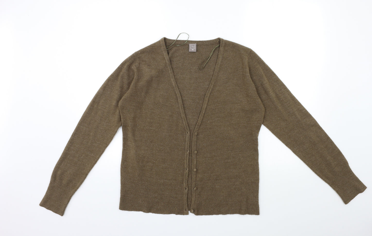 TU Womens Brown  Knit Cardigan Jumper Size 14
