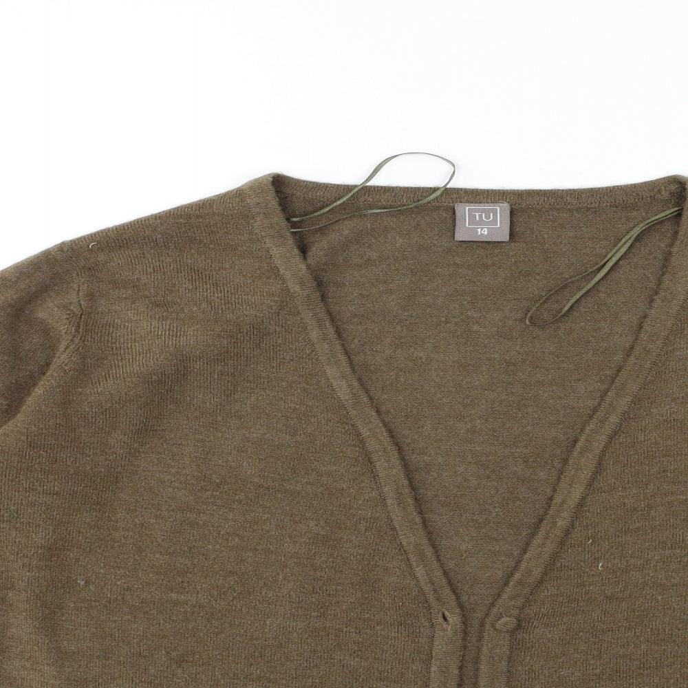TU Womens Brown  Knit Cardigan Jumper Size 14